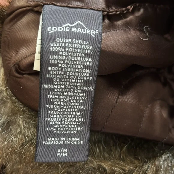 Eddie Bauer White and Brown Quilted Trapper Hat - Picture 4 of 5